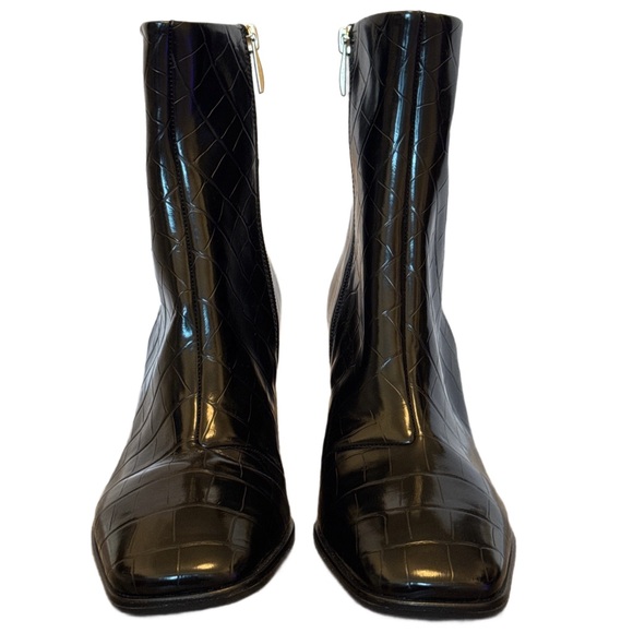 Nordstrom Normandy Croc Block Heel Booties With Inside Zip NWOB Size 7.5M - Picture 3 of 7